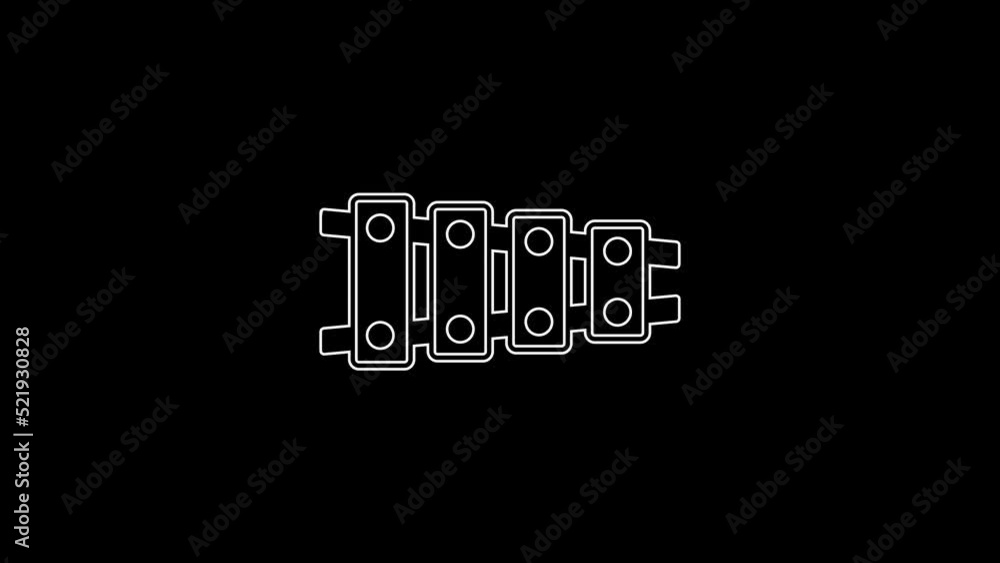 Poster White line Xylophone - musical instrument with thirteen wooden bars and two percussion mallets icon isolated on black background. 4K Video motion graphic animation