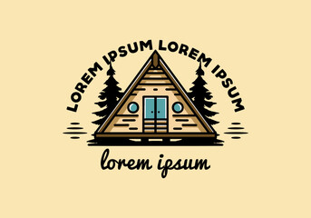Triangle wood cabin illustration design