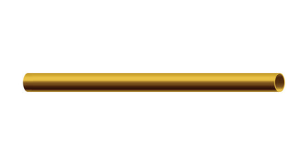 Brass or copper pipe or round post tube, realistic vector illustration isolated.