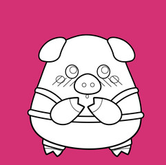 Fototapeta premium Cute Pig In Love Theme Digital Stamp