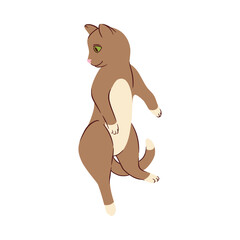 Lying grey cat in doodle style. Colored playful cat. Cute vector illustration isolated in white background