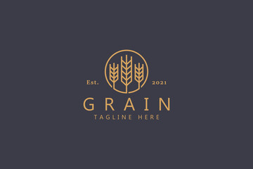 General Logo Universal Farm Field Wheat Or Grain on The Circle. Retro Badge Graphic Identity Template Design.