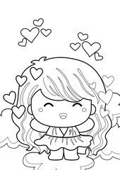 Cupid Love and Kids Theme Coloring Pages A4 for Kids and Adult