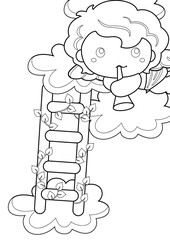 Cupid Love and Kids Theme Coloring Pages A4 for Kids and Adult