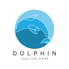 Dolphin Logo vector icon design, Marine Animals Fish Types Mammals, love to fly and jump