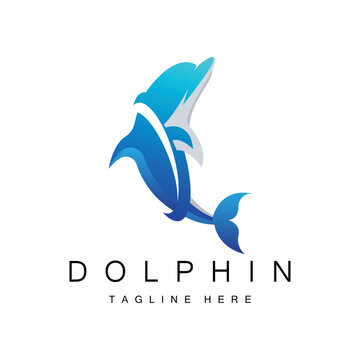 Dolphin Logo vector icon design, Marine Animals Fish Types Mammals, love to fly and jump