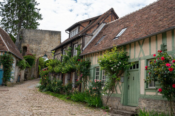 One of most beautiful french villages, Gerberoy - small historical village with half-timbered...