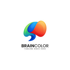 Fototapeta na wymiar Vector Logo Illustration Brain Gradient Colorful Style.