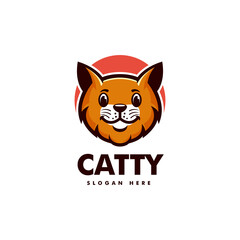 Vector Logo Illustration Cat Mascot Cartoon Style.