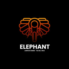 Vector Logo Illustration Elephant Gradient Line Art Style.