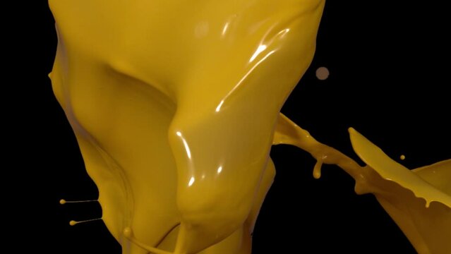 Super Slow Motion Shot of Yellow Ink Splash