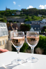 Two glasses with rose d'anjou wine from Loire valley, France