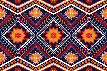 Geometric ethnic flower pattern for background,fabric,wrapping,clothing,wallpaper,Batik,carpet,embroidery style.