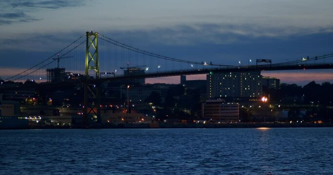 Close up shot of the Macdonald Bridge Halifax