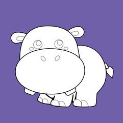Cute Animal Hippo Digital Stamp