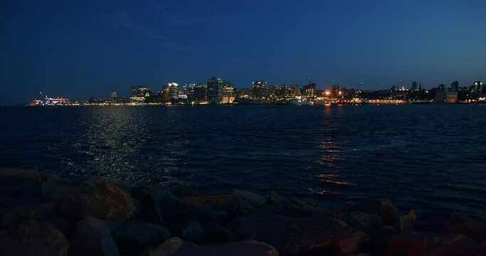 Wide shot of halifax Skyline at night