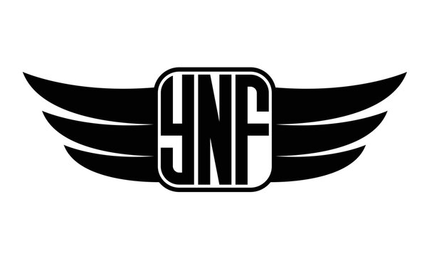 YNF three-letter Wing black and white logo design. Vector template