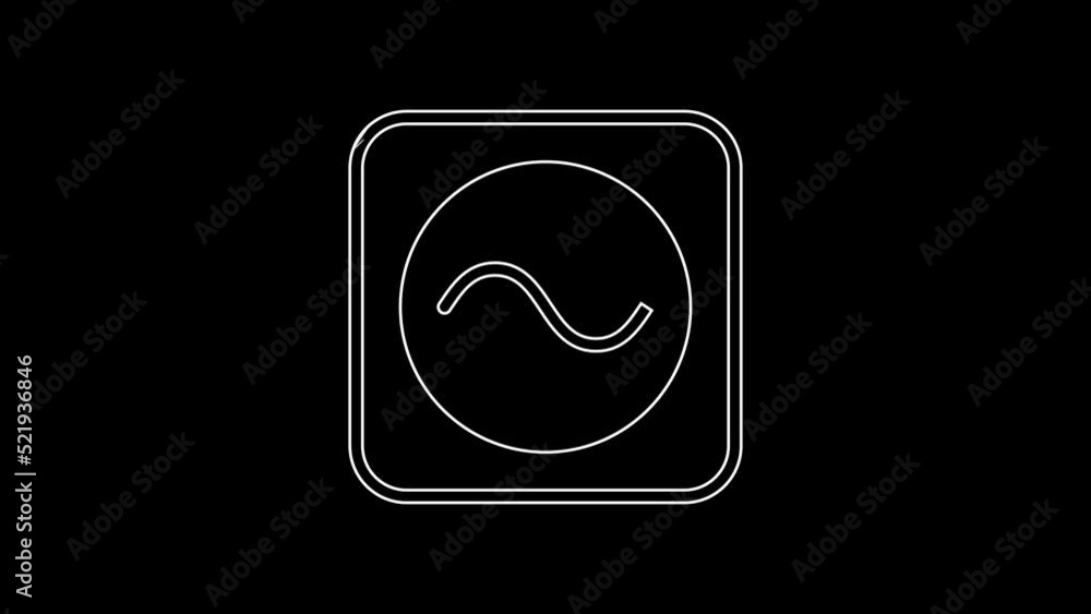 Poster white line ac voltage source symbol icon isolated on black background. alternating current symbol. 4