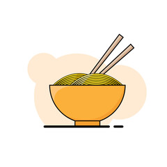 illustration vector graphic of noodles in bowl with chopstick. suitable for restaurants or children