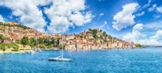 Fotobehang Landscape with Sibenik, dalmatian coast of Adriatic sea, Croatia © Serenity-H