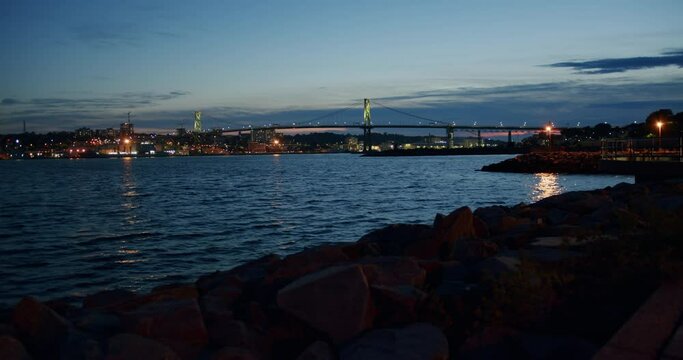 Night shot of the Macdonald Bridge Halifax