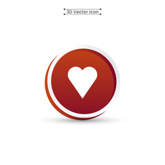 3D Love Icon Vector Illustration