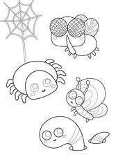 Insects Animal Theme Coloring Pages A4 for Kids and Adult