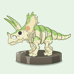 Cartoon pentaceratops dinosaur fossil. Prehistoric herbivore - pentaceratops. Ancient herbivore, pentaceratops fossil design element
