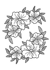 Flowers Plant Nature Coloring Pages A4 for Kids and Adult