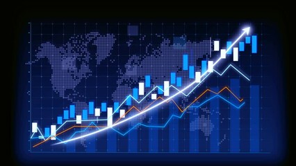 Business growth concept in allusive graph chart showing marketing sales profit increasing to future target . Excellent financial status of corporate business rise up . Finance and money 3D rendering .