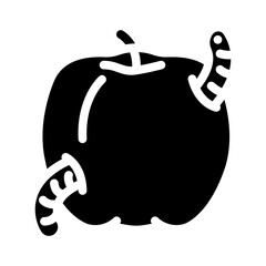 apple worm glyph icon vector. apple worm sign. isolated symbol illustration