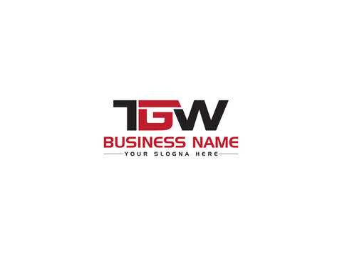 Premium TGW t g w Logo Letter Vector Icon With Red Black Three Alphabet Letter Design For All Kind Of Use