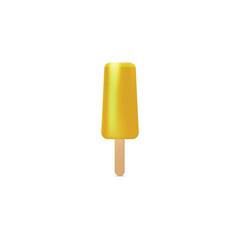 Popsicle on wooden stick, ice cream in realistic vector illustration