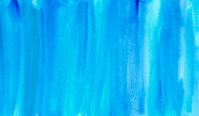 Blue watercolor background drawn by hand. Vertical brush strokes.