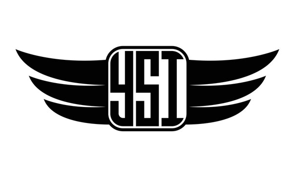 YSI three-letter Wing black and white logo design. Vector template