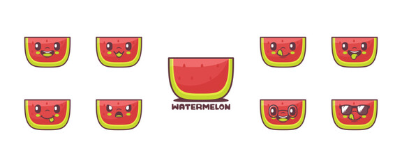 watermelon cartoon. fruit vector illustration. icon, emoticons, cartoons