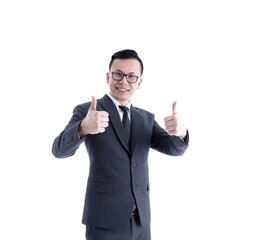 Happy handsome businessman. isolated over white background