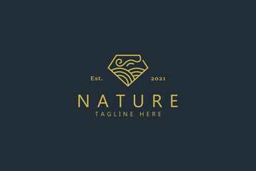 Nature Wind and Farm on Diamond Shape Logo Concept.