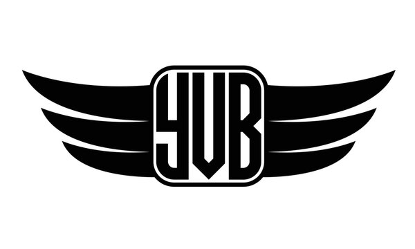 YVB three-letter Wing black and white logo design. Vector template