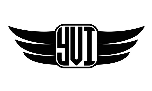 YVI three-letter Wing black and white logo design. Vector template