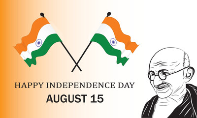 Happy Independence day India,  15th August. Independence day banner vector.