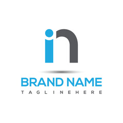 IN letter logo design  template with circle.