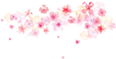 Fototapeta premium Spring Flowers Blooming. Watercolor horizontal illustration.