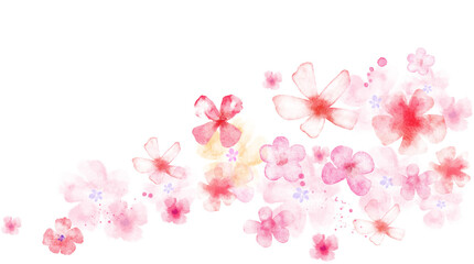 Naklejka na ściany i meble Spring Flowers Blooming. Watercolor horizontal illustration.