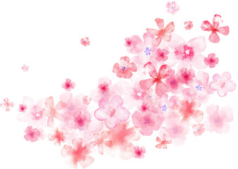 Fototapeta na wymiar Spring Flowers Blooming. Watercolor horizontal illustration.