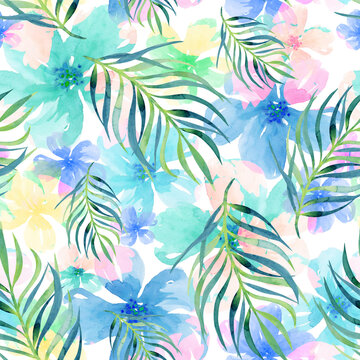 Tropical seamless pattern in pastel colors