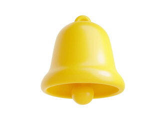 Notification bell icon 3d render - cute cartoon illustration of simple yellow bell for reminder or notice concept. Symbol for attracting attention or to indicate new information and message.