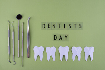 World dentists day concept with stomatology tools