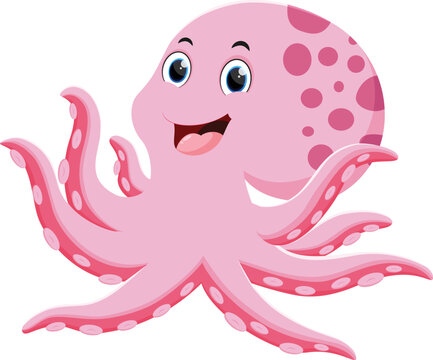 Cute octopus cartoon isolated on white background