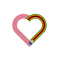 unity concept. heart ribbon icon of united states and zimbabwe flags. vector illustration isolated on white background